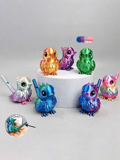 1PC 3D Printed Singing Bird Whistle Blow To Make Sound After Filling With Water Unique Interactive Desk Toy Gift For Graduation Birthday Random Eye Color