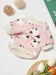 PETSIN 1 Pc Pet Dog Cat Universal Pink Fleece Lamb Print Warm Crew Neck Sweatshirt - Multicolor - View 7
