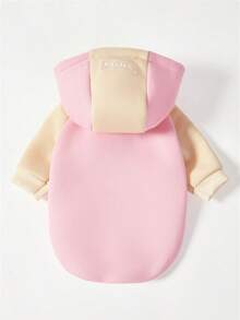 PETSIN 1pc Pet Universal Pink & Apricot Raglan Sleeve Casual Hooded Sweatshirt - Multicolor - View 2