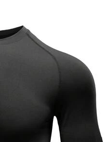 Gym Rark Camiseta esportiva masculina de compressão para academia, modelagem slim, gola redonda e manga curta. Conjunto de camisetas de compressão para academia. - Preto - Ver 4
