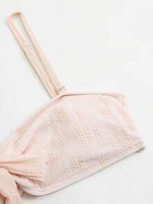 Sweetra Conjunto de bikini de 3 piezas talla grande para mujer 2026, traje de baño de verano minimalista para la playa - Rosa - Ver 6