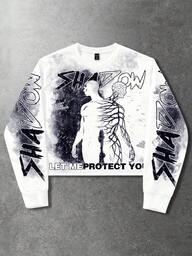 Street Life Men's Letter & Portrait Graphic Crew Neck Long Sleeve Pullover Sweatshirt