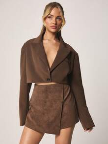 MISSGUIDED Cropped Suede Mini Wrap Skirt With Asymmetric Overlap Design Fall Winter Essential