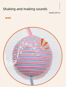 1PC 8CM Interactive Cat Toy Ball For Indoor Cats - Chew Proof Boredom Relief Ball With Scratching Surface & Teeth Cleaning Textures, Knotted Rope Cat Entertainer Ball For Anxiety, Stress Relief And Promoting Dental Health, Best Engaging Kitten Toys For Playtime And Exercise (Random Color) - Color random - View 3