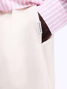 SUMWON 阔腿修身七分短裤，经典直筒剪裁，宽松廓形，打造休闲夏日舒适造型 - 杏色 - 查看 5