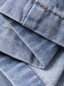 DAZY Women's Waist Belt Loose Fit Straight Leg Casual Denim Jumpsuit - Light Wash - View 7