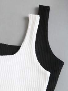 Sweetra 2pcs Women Casual Scoop Neck Sleeveless Knit Vest Set, Apricot And Coffee Brown, Autumn - Multicolor - View 5