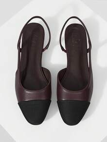MOTF WOMEN COLORBLOCK SLINGBACKS FLATS VALENTINE'S DAY SPRING SHOES - Burgundy - View 2