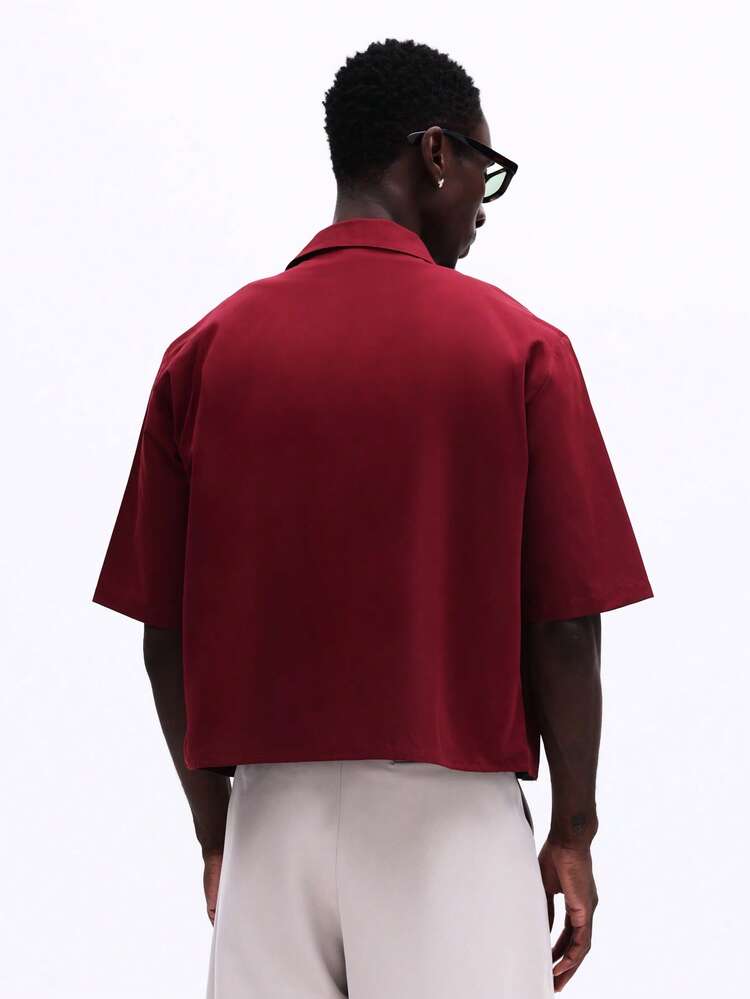 Kurzärmeliges, bauchfreies Hemd mit Knopfleiste