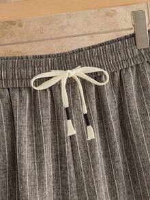 HIMLAND Men's Casual Striped Print Pocket Pants Striped Textured Pants Summer Wardrobe Essentials Casual Outfit Ideas Laid-Back Look Daily Essential Wardrobe Staple Basic Style All-Match Style Go-To Piece Mix-And-Match Item Casual Versatile Style Pinstriped Trousers - Dark Grey - View 6