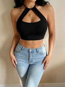 VaVaBold 女士纯色镂空露背性感背心