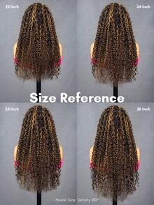 QUICK WEAR 9am Hair Store 即戴即用半假发，金色挑染渐变色，预造型水波纹，弹性贴合，三合一半假发，带抽绳，自然发际线，无缝设计，新手友好，即戴即用，无需胶水，真人发假发，预先拔毛发际线，180%密度，14-16英寸波波头，18-26英寸常规款，自然色，未经加工的处女发，情人节真人发，无蕾丝假发，自然无胶假发，适合浪漫约会，女士适用 - S2/30 - 查看 5