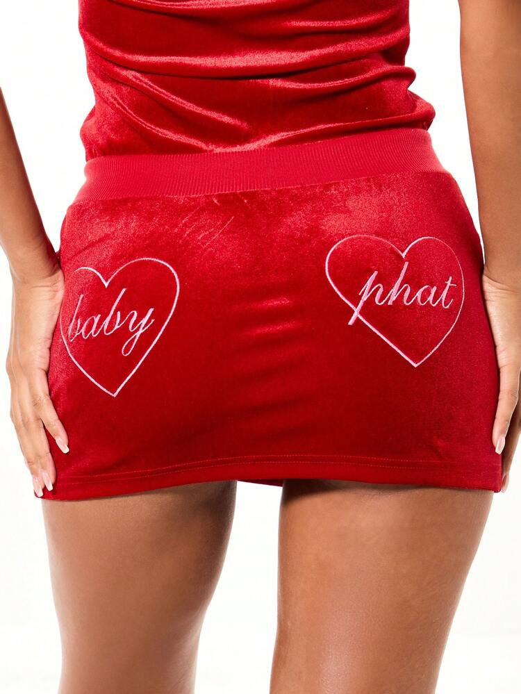 BABYPHAT Velour V-Neck Mini Dress With Zipper Front And Drawstring Waist For Holiday Party Occasions For Valentine's Day