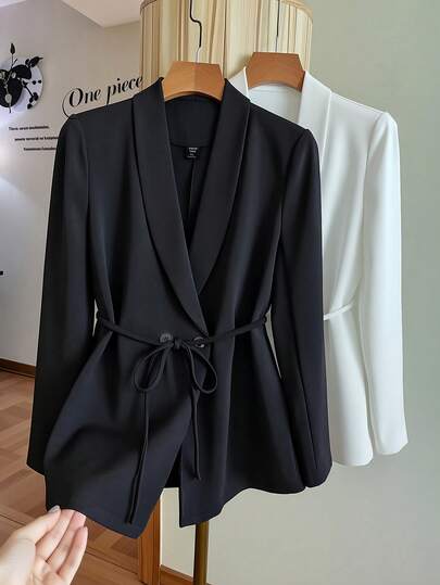 GlowEve CURVE Plus Size Solid Color Shawl Neck Casual Versatile Simple Design Blazer