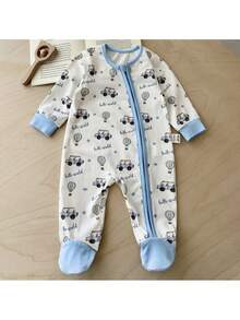 Loomiva Newborn Baby Girl Cartoon Animal Pattern Knitted Soft Crew Neck Long Sleeve Romper - Blue - View 4