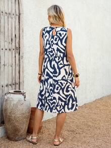 EMERY ROSE 休闲印花无袖圆领A字连衣裙，夏季 - 彩色 - 查看 2