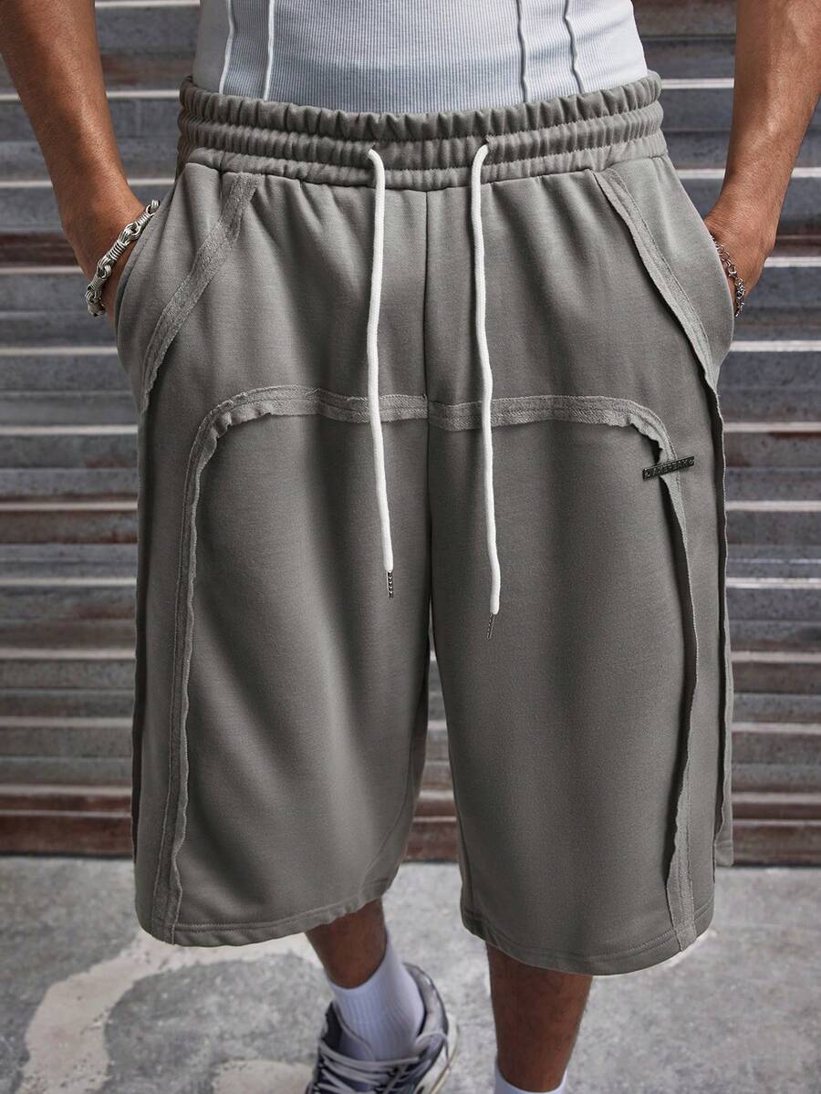 AXEPEAK Men's Casual Loose Fit Mid-Length Shorts With Elastic Waist, Standard Size, Summer - Black - View 1