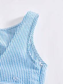 Serisse Kids 少女休闲优雅露背大蝴蝶结装饰无袖连衣裙，适合花童、毕业典礼、公主裙、生日派对、圣诞节、新年等场合。 - 藍色 - 查看 8