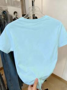 Resyla Women's Fruit Embroidery Round Neck Casual Versatile Short Sleeve T-Shirt - Multicolor - View 2