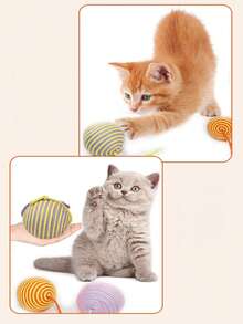 1PC 8CM Interactive Cat Toy Ball For Indoor Cats - Chew Proof Boredom Relief Ball With Scratching Surface & Teeth Cleaning Textures, Knotted Rope Cat Entertainer Ball For Anxiety, Stress Relief And Promoting Dental Health, Best Engaging Kitten Toys For Playtime And Exercise (Random Color) - Color random - View 4