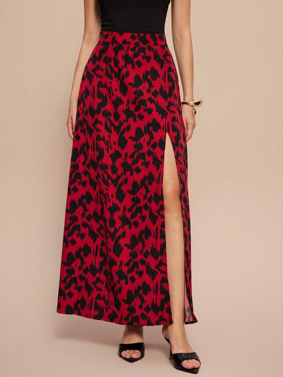 Leighera 新年高腰开衩大腿长裙，适合女性 - 彩色 - 查看 1