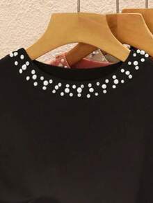 Franclia Camiseta de manga corta casual de mujer con decoración de tachuelas, verano