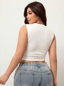 Enliva Camiseta de punto casual blanca de mujer para el verano - Blanco - Ver 2