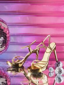 CUCCOO LuxiPop 女士时尚搭扣设计优雅高跟防水厚底水钻凉鞋 - 金色 - 查看 2