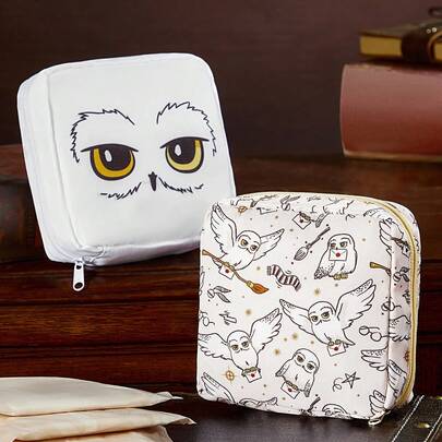HARRY POTTER X SHEIN 1 Pc Patterned Polyester Storage Pouch, Can Be Used As Feminine Hygiene Pad Holder, Electronics Organizer, Small Items Storage Bag, Deathly Hallows, Every Flavor Beans, Hedwig, Chocolate Frogs, Birthday Cake, Back To School