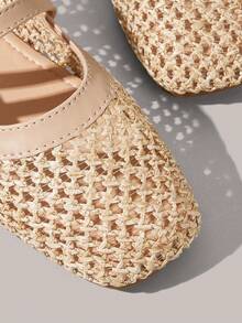 Styleloop Giày bệt mũi tròn bằng vải lưới dệt dành cho nữ, màu nâu, kiểu dáng đơn giản thời trang, thiết kế quai thoáng khí thoải mái, phụ kiện du lịch lý tưởng cho phong cách boho cao bồi. - Chantilly - Xem 4