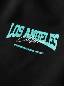 EASEVO Set Hoodie Kasual Ukuran Besar Pria, Sablon Hitam, Musim Semi/Gugur - Hitam - View 9