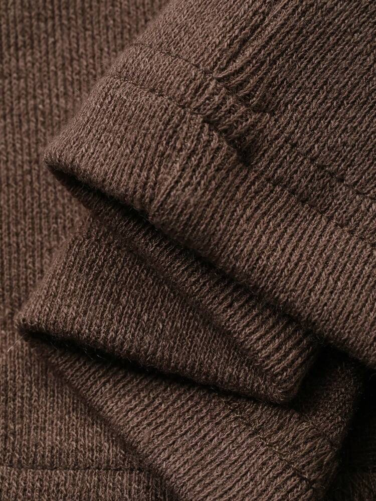 Brown Crew Neck T-Shirt, Men's T-Shirt Set, Spring/Autumn