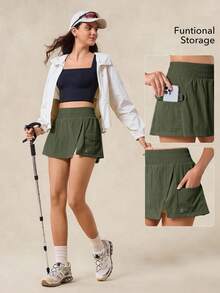 OutZeal 女士户外短裤 夏季徒步露营防水轻便内置短裤 户外下装 - 軍綠色 - 查看 4