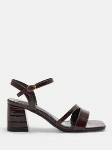 CUCCOO CURVES 女士宽楦高跟凉鞋，夏季时尚通勤之选。 - 咖啡棕 - 查看 6