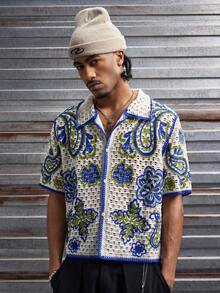 AXEPEAK 男士夏季休闲撞色滚边镂空针织毛衣 - 彩色 - 查看 1