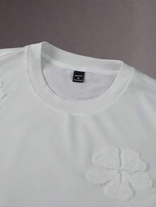 STYNVO Men's Round Neck 3D Floral Pattern Casual Versatile Commuting Short Sleeve T-Shirt Men's White T Shirt Flower Tshirt Men - White - View 5