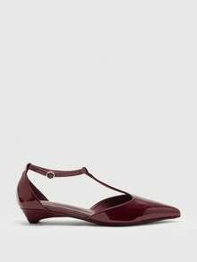 CUCCOO BIZCHIC 女士咖啡色尖头低跟露跟鞋，简约优雅百搭休闲通勤鞋，适合工作办公室穿着，春秋季 - 鏡面酒紅225 - 查看 4