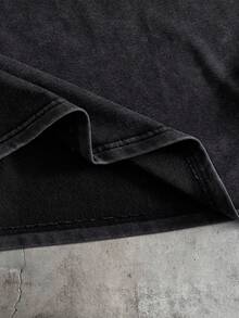 AXEPEAK 男士休闲时尚街头复古美式风格二合一长袖T恤，春秋季 - 黑色 - 查看 5