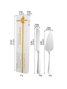 2件套不锈钢蛋糕铲套装 - 婚礼派对蛋糕铲、面包刀和披萨铲 - 多色 - 查看 3