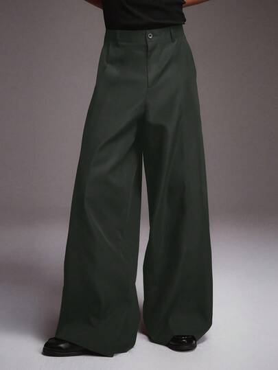 STYNVO Pantalones casuales de ajuste holgado con bolsillo en diagonal de unicolor para hombres