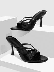 CUCCOO SZL Women's Buckle Design Fashionable Elegant High Heel Party Sandals - Black - View 4