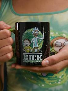 Rick and Morty X SHEIN 400毫升卡通和字母印花陶瓷馬克杯 - 彩色 - 查看 2