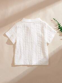 Souflis Souflis Unisex Baby White Polo Collar T-Shirt, Versatile All-Match Outfit Suitable For All Occasions In Summer - White - View 2