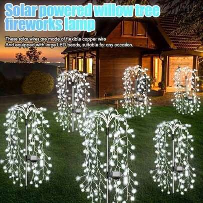 This 1PC Solar-Powered LED Fireworks Light Is Perfect For Outdoor Camping, Gardens, RVs, Shopping Malls, And Party Decorations, Ideal For Valentine's Day, Easter, And Christmas. This Festive Party Light Features A Sparkling Tree Design, Energy-Efficient Lighting, And Is Perfect For Outdoor Solar Lighting, Especially For Christmas. [Solar]