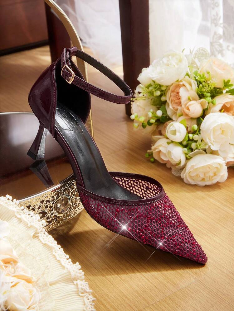 CUCCOO HITCHD Women's Pointed Toe Buckle Design Fashionable High Heels, Versatile For Daily Wear Valentine's Day