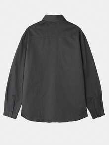 DAZY Men's Solid Dark Grey Commuter Shirt, Spring Long Sleeve Tops - Dark Grey - View 2