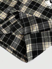 ROMWE MEN Men's Casual Plaid & Figure Print Wool Blend Jacket, Spring/Autumn - Multicolor - View 8