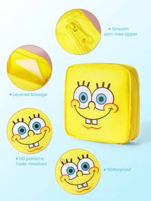SpongeBob SquarePants | SHEIN 1pc/1set Cartoon Pattern Printed Polyester Fiber Storage Bag, Can Be Used As A Feminine Hygiene Storage Bag, Digital Storage Bag, Small Item Storage Bag,,‌ - Multicolor - View 4
