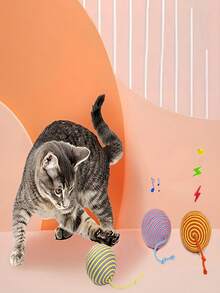 1PC 8CM Interactive Cat Toy Ball For Indoor Cats - Chew Proof Boredom Relief Ball With Scratching Surface & Teeth Cleaning Textures, Knotted Rope Cat Entertainer Ball For Anxiety, Stress Relief And Promoting Dental Health, Best Engaging Kitten Toys For Playtime And Exercise (Random Color) - Color random - View 2