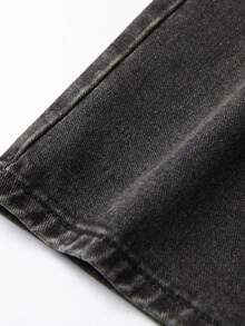 ROMWE MEN Goth 男士夏季休闲时尚街头刺绣十字花卉渐变水洗牛仔短裤 - 鏽棕色 - 查看 6